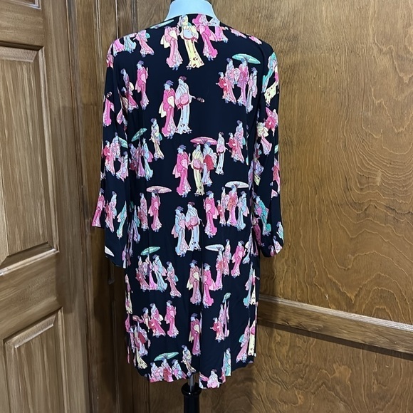Natori Asian Geisha Print Short Caftan Size XL - NWOT - Picture 4 of 6